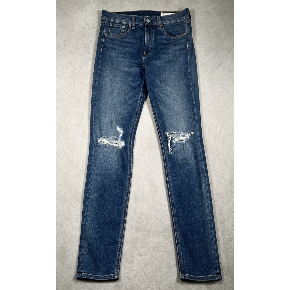Rag & Bone Jeans Women 27 High Rise Skinny Bonnie Wash Distressed USA Made Denim